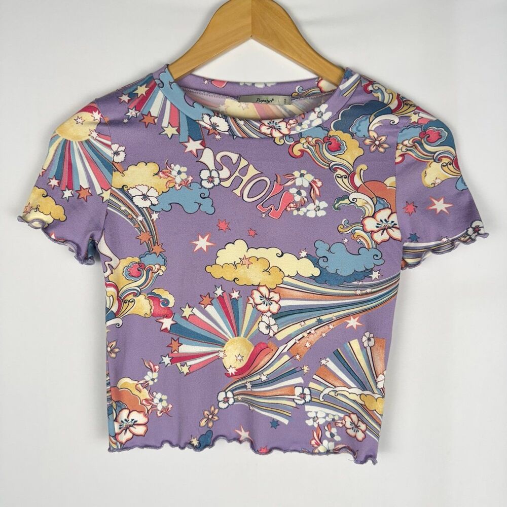 Papaya Lavender & Multicolored Crop Top